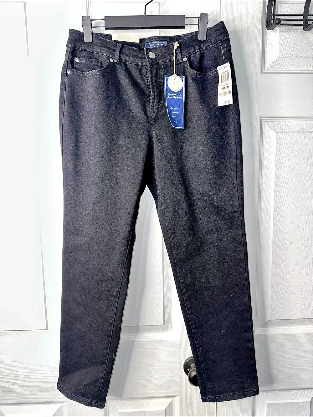 Charter Club Skinny Ankle Jeans Black Size 10P NWT
